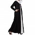 Embroidered Double layered Abaya- Black-White Embroidered Double layered Abaya- Black-White